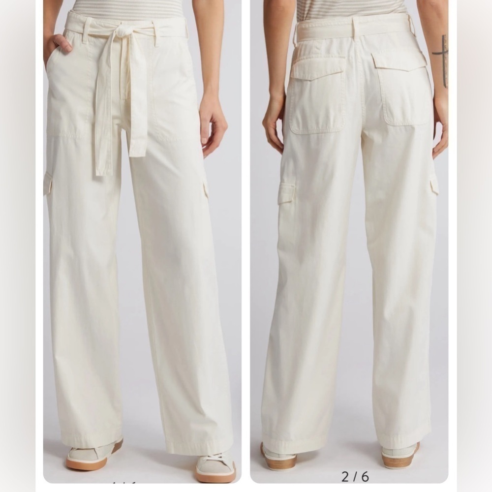 Madewell Griff Superwide Leg Cargo Pants Vintage Canvas Cream size 25 NWT - Picture 12 of 12